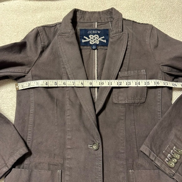 J. Crew Long Parke Blazer Denim Jacket Gray Brown - Picture 5 of 12